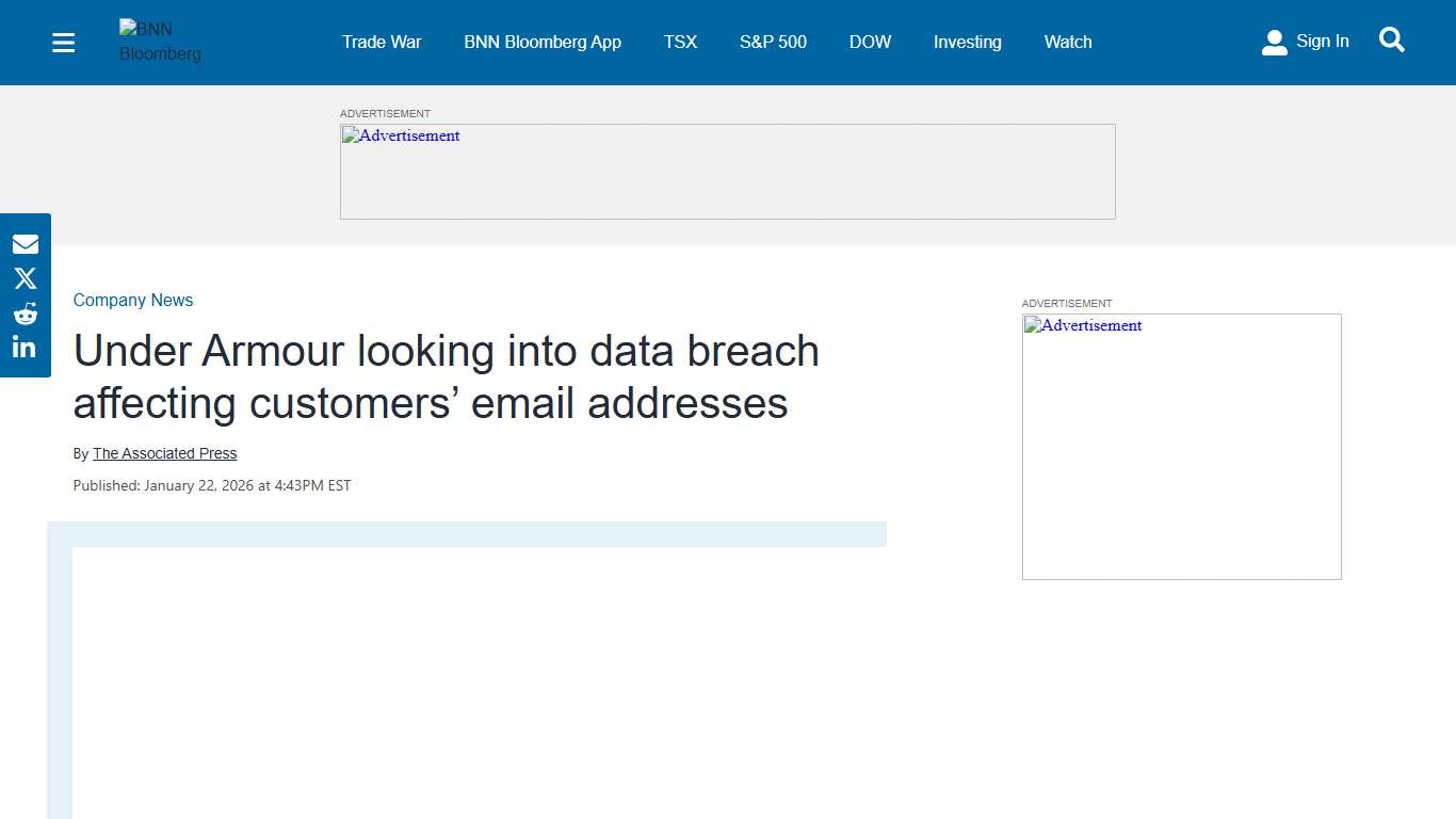 Under Armour data breach: Email addresses breached: company